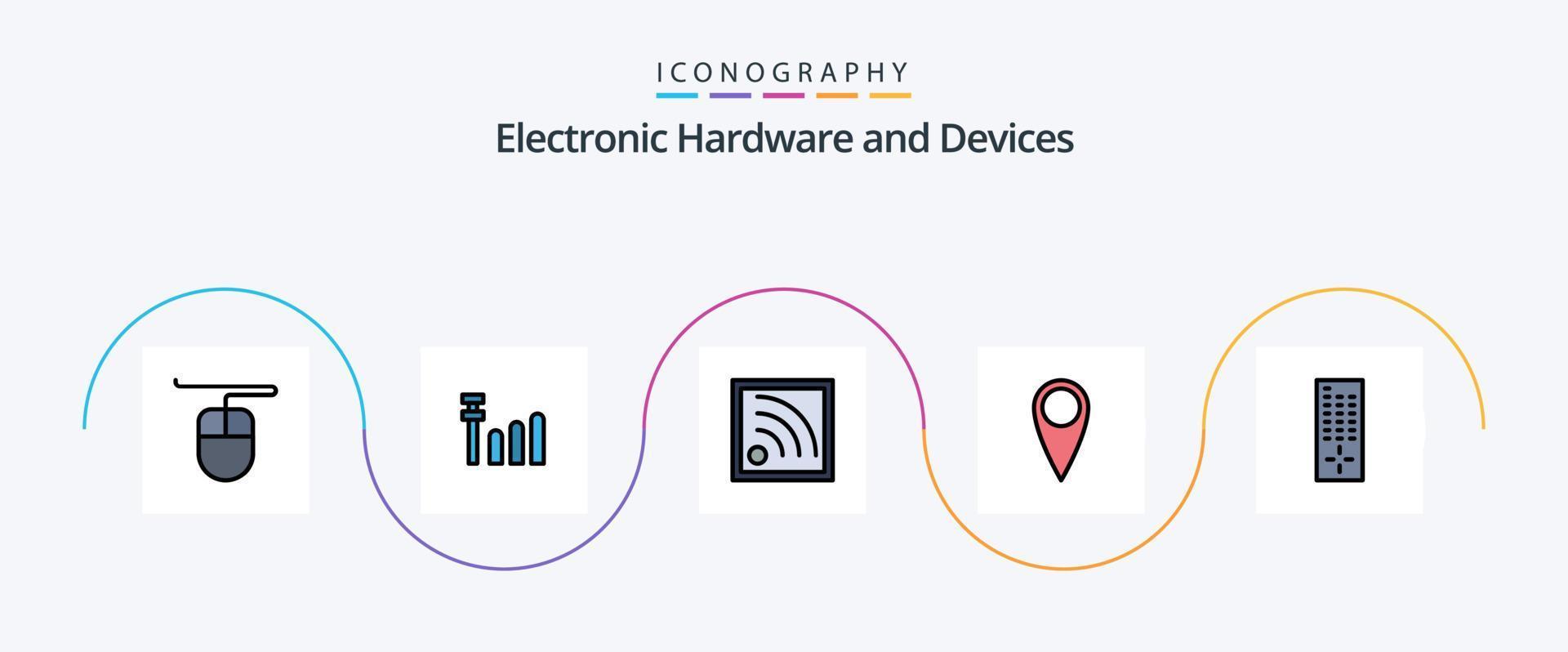 Devices Line Filled Flat 5 Icon Pack Including . pick. vector