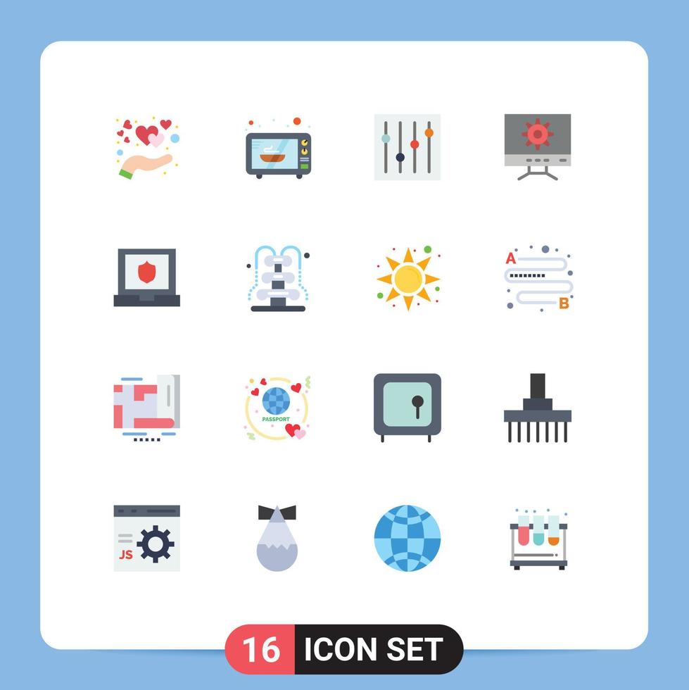 Mobile Interface Flat Color Set of 16 Pictograms of park shield options security design Editable Pack of Creative Vector Design Elements