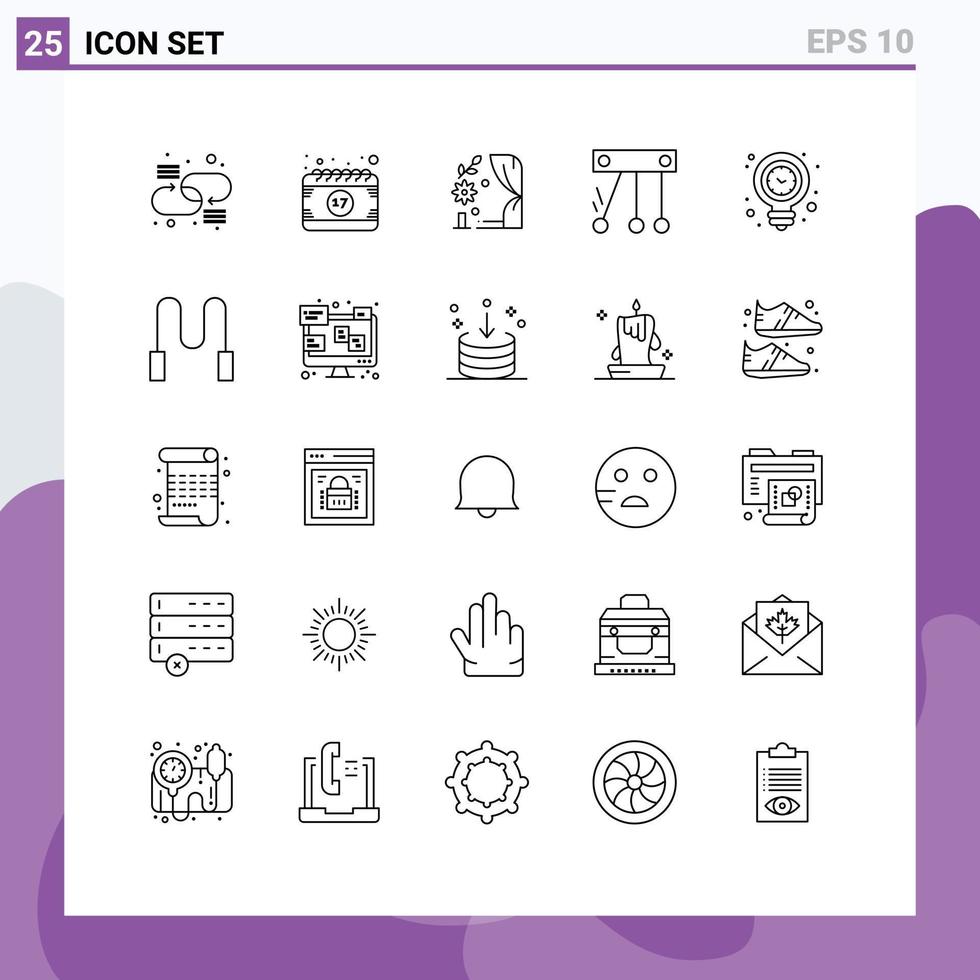 conjunto de 25 iconos de ui modernos símbolos signos para energía espacio trébol ciencia corazón elementos de diseño vectorial editables vector