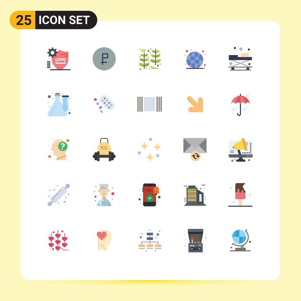 Set of 25 Modern UI Icons Symbols Signs for live globe finance global thanksgiving Editable Vector Design Elements