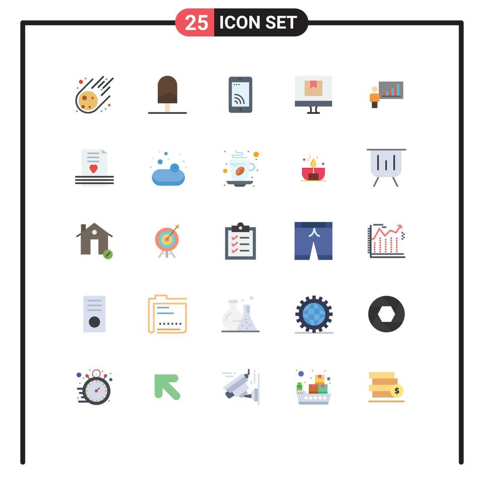 Stock Vector Icon Pack of 25 Line Signs and Symbols for graph e mobile delivery box Editable Vector Design Elements