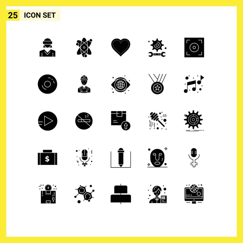 25 Universal Solid Glyph Signs Symbols of study education wreath academy favorite Editable Vector Design Elements