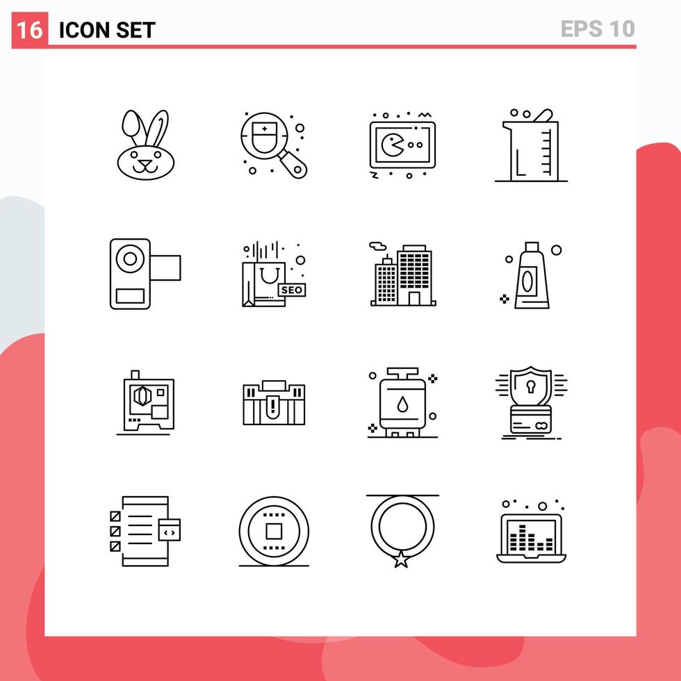 16 Creative Icons Modern Signs and Symbols of camera chemistry game biology bigger Editable Vector Design Elements