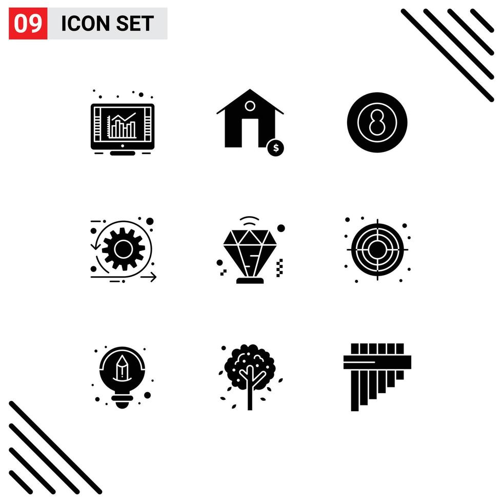 Solid Glyph Pack of 9 Universal Symbols of sprint development house agile sport Editable Vector Design Elements