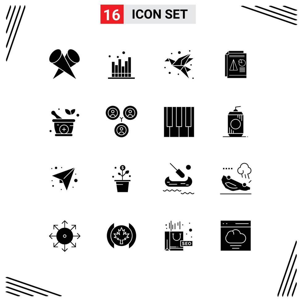 16 iconos creativos signos y símbolos modernos de presentación de gráficos informe moderno origami elementos de diseño vectorial editables vector
