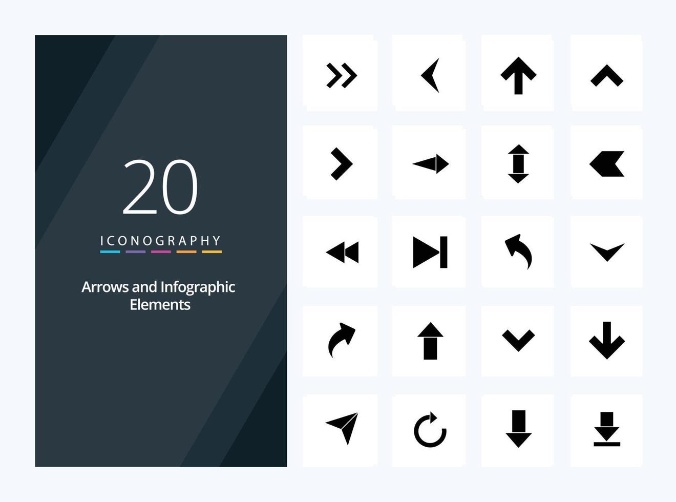 20 Arrow Solid Glyph icon for presentation vector