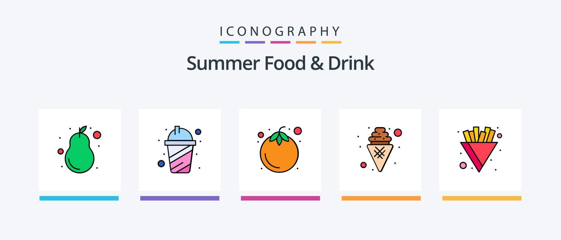 Summer Food and Drink Line Filled 5 Icon Pack Including grape. bread. food. sandwich. food. Creative Icons Design vector