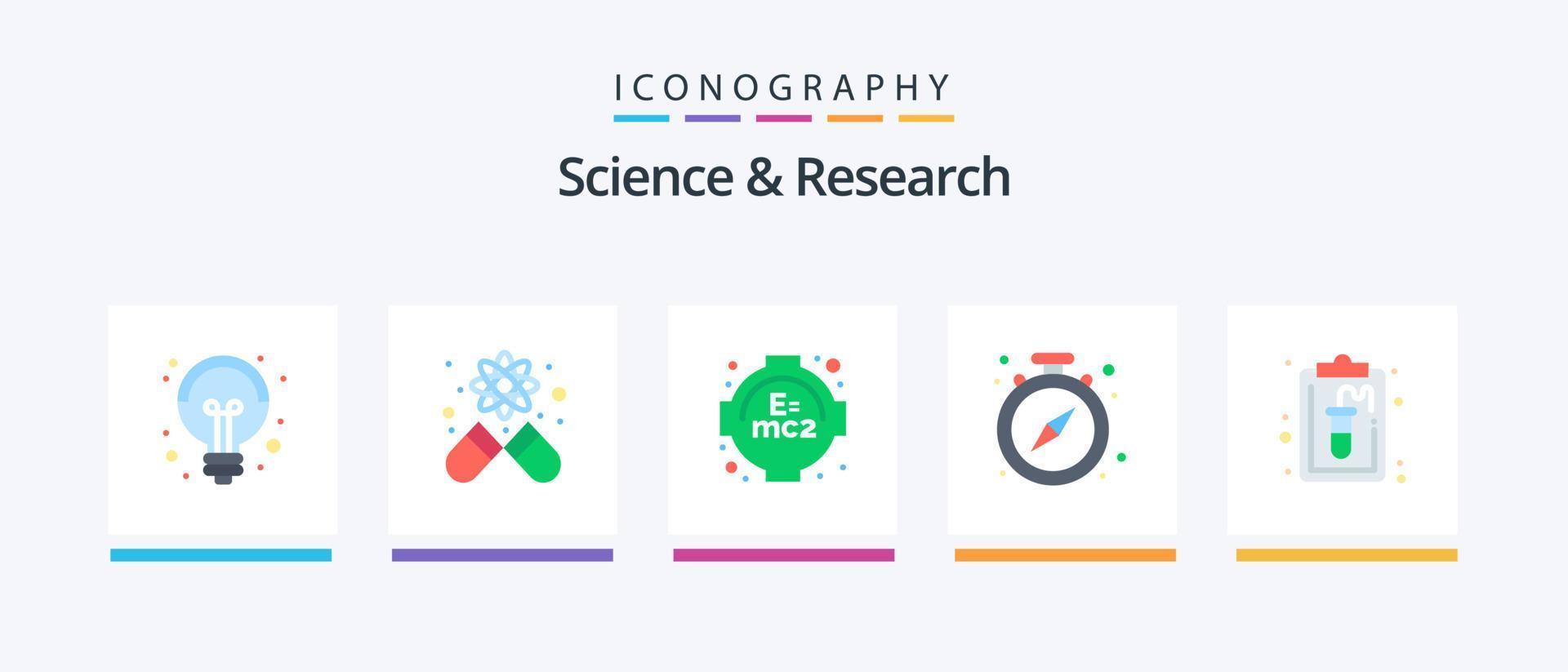 paquete de iconos de ciencia plana 5 que incluye laboratorio. documento. aprendiendo. portapapeles. reloj. diseño de iconos creativos vector