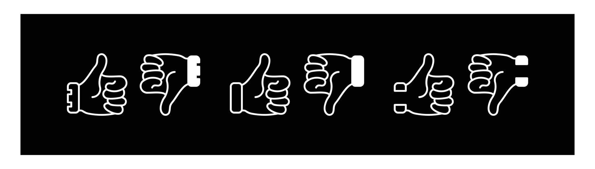 Set of Like icons, Up and down thumbs icon. Up and down thumbs icon sign isolated on black background - vector illustration