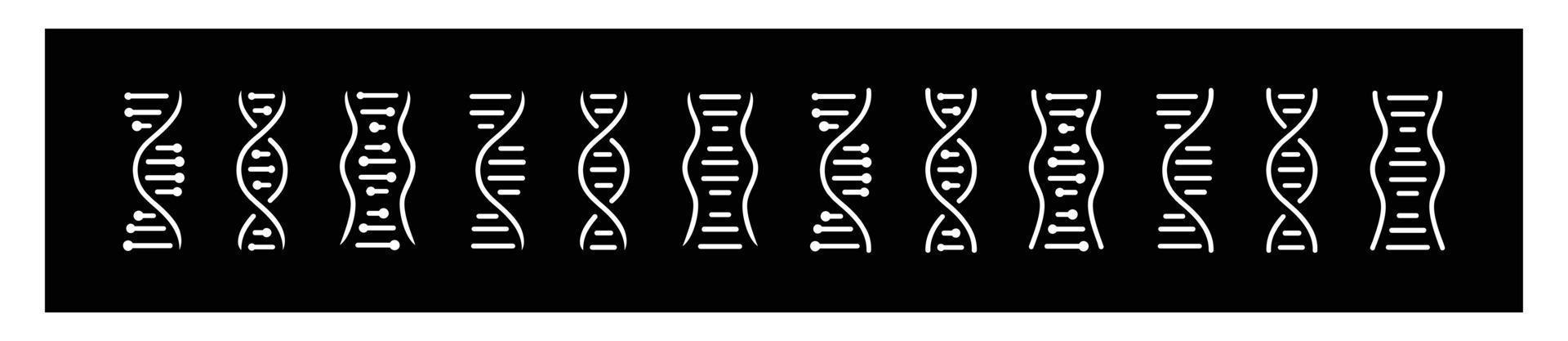 conjunto de iconos de adn de símbolo de ciencia, hélice de adn, cromosoma, símbolo de molécula, ilustración vectorial vector