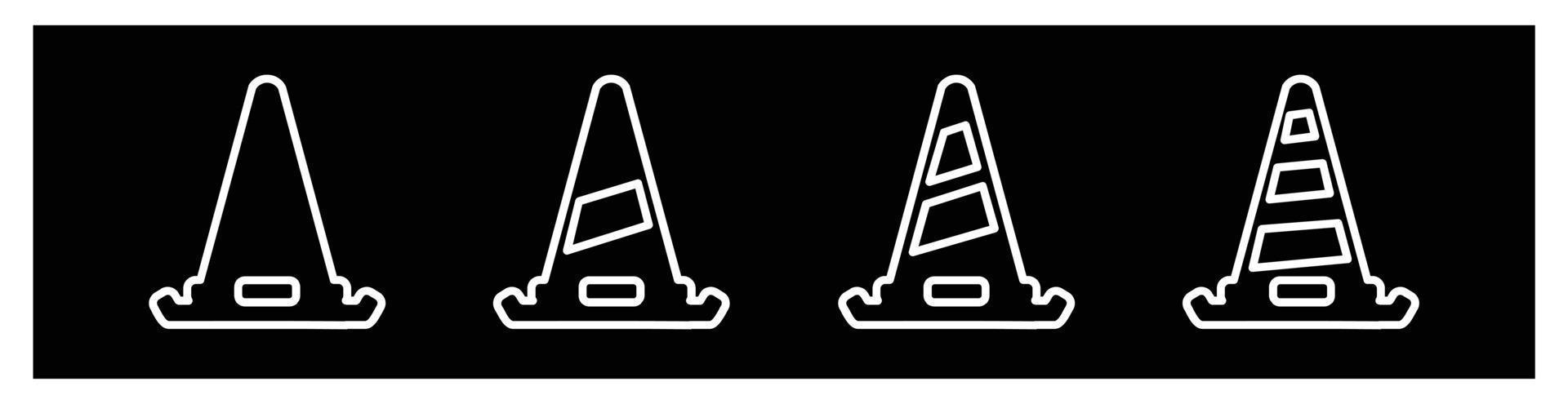 cone icon in different style vector,two colored and black cone vector icons designed,traffic cone icon set, barrier symbol vector Illustration