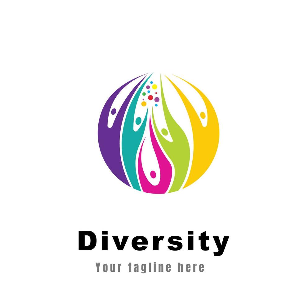 logotipo abstracto diversidad y unión de personas sociales. icono del logotipo del equipo social. diversidad social, trabajo en equipo. vector