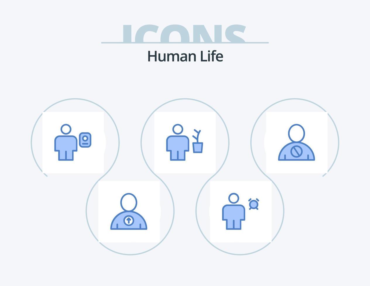 Human Blue Icon Pack 5 Icon Design. pot. human. avatar. body. profile vector