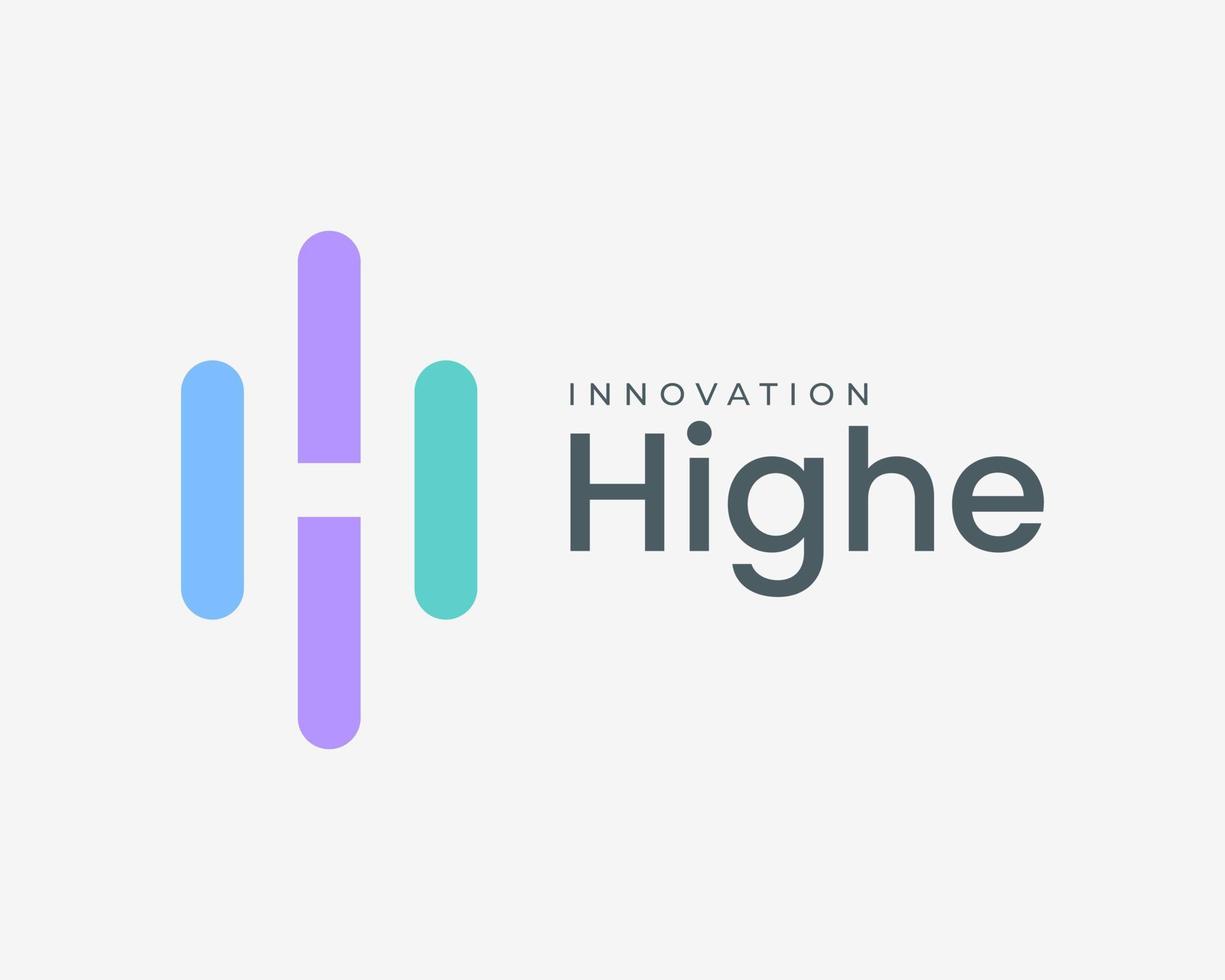Letter H Line Sound Music Audio Frequency Simple Minimal Abstract Negative Space Vector Logo Design