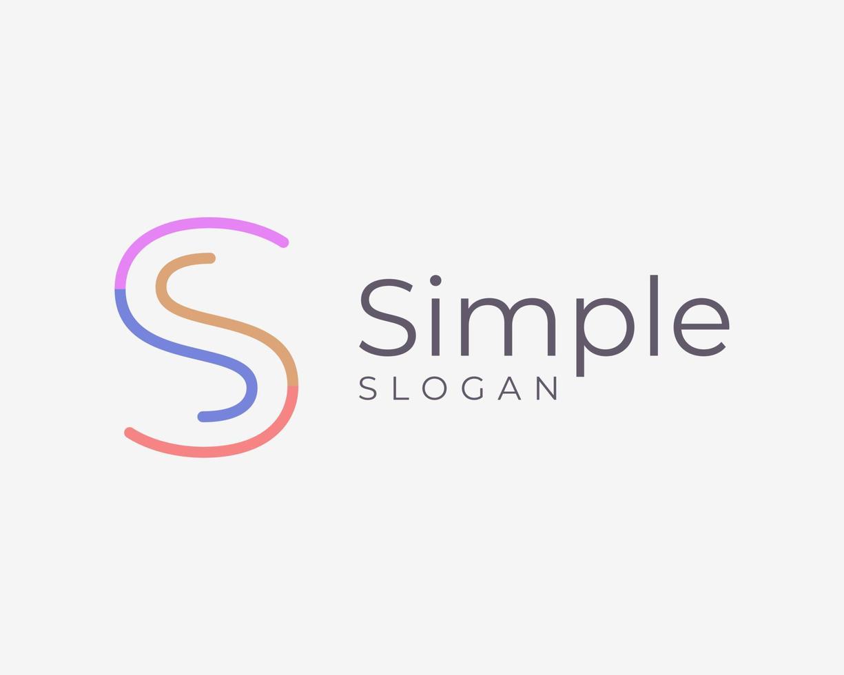 Letter S Line Art Linear Thin Simple Modern Contemporary Abstract Colorful Icon Vector Logo Design