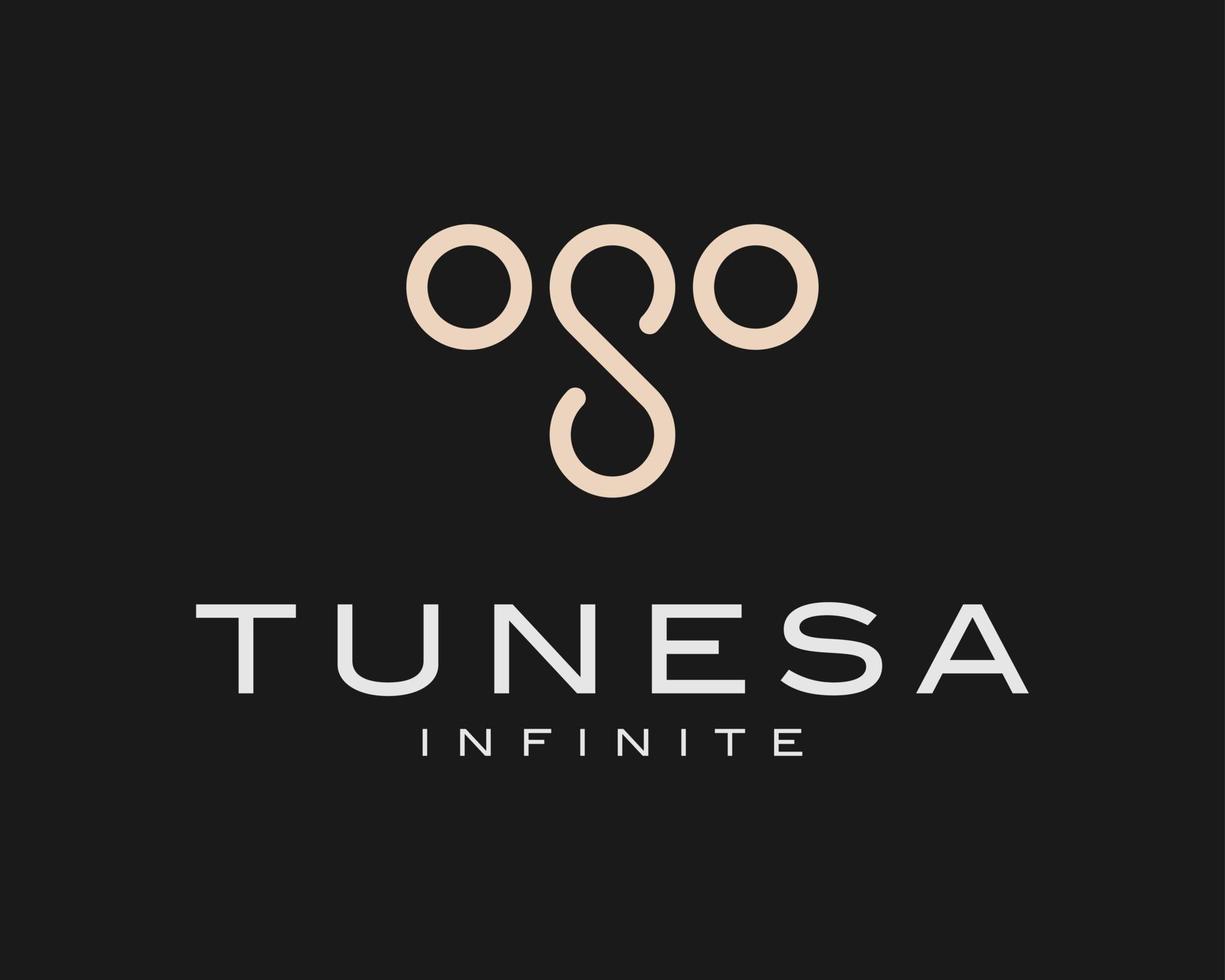 Letter T Infinity Infinite Loop Boundless Circle Line Abstract Elegant Simple Vector Logo Design