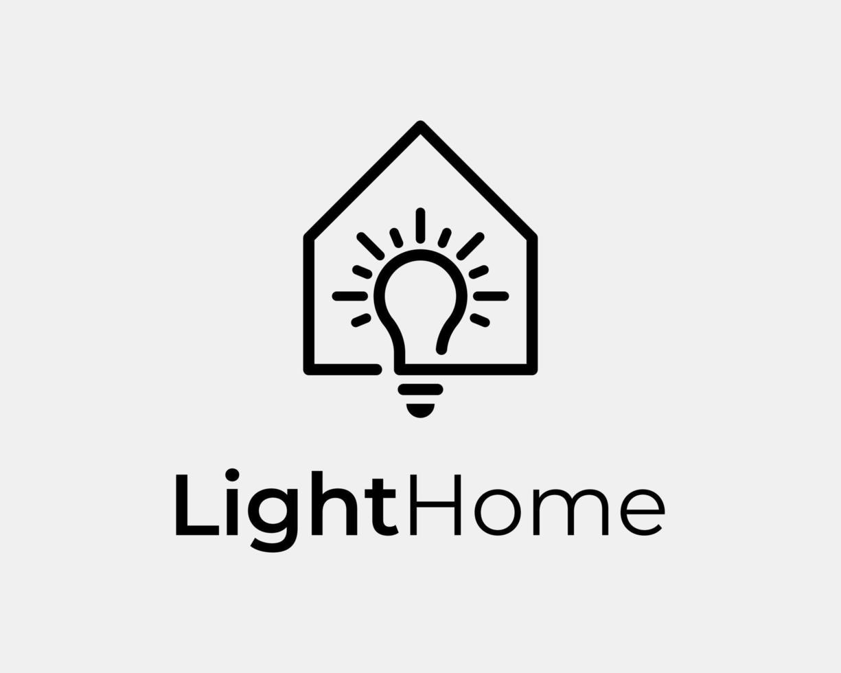 Lightbulb Lamp Shine Power Energy Electric Home House Building Architecture Icon Vector Logo Design