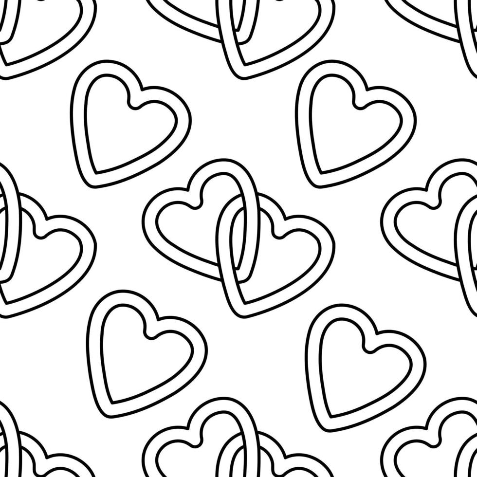 lindo patrón de corazones de fideos. ilustración de fideos dibujados a mano. vector