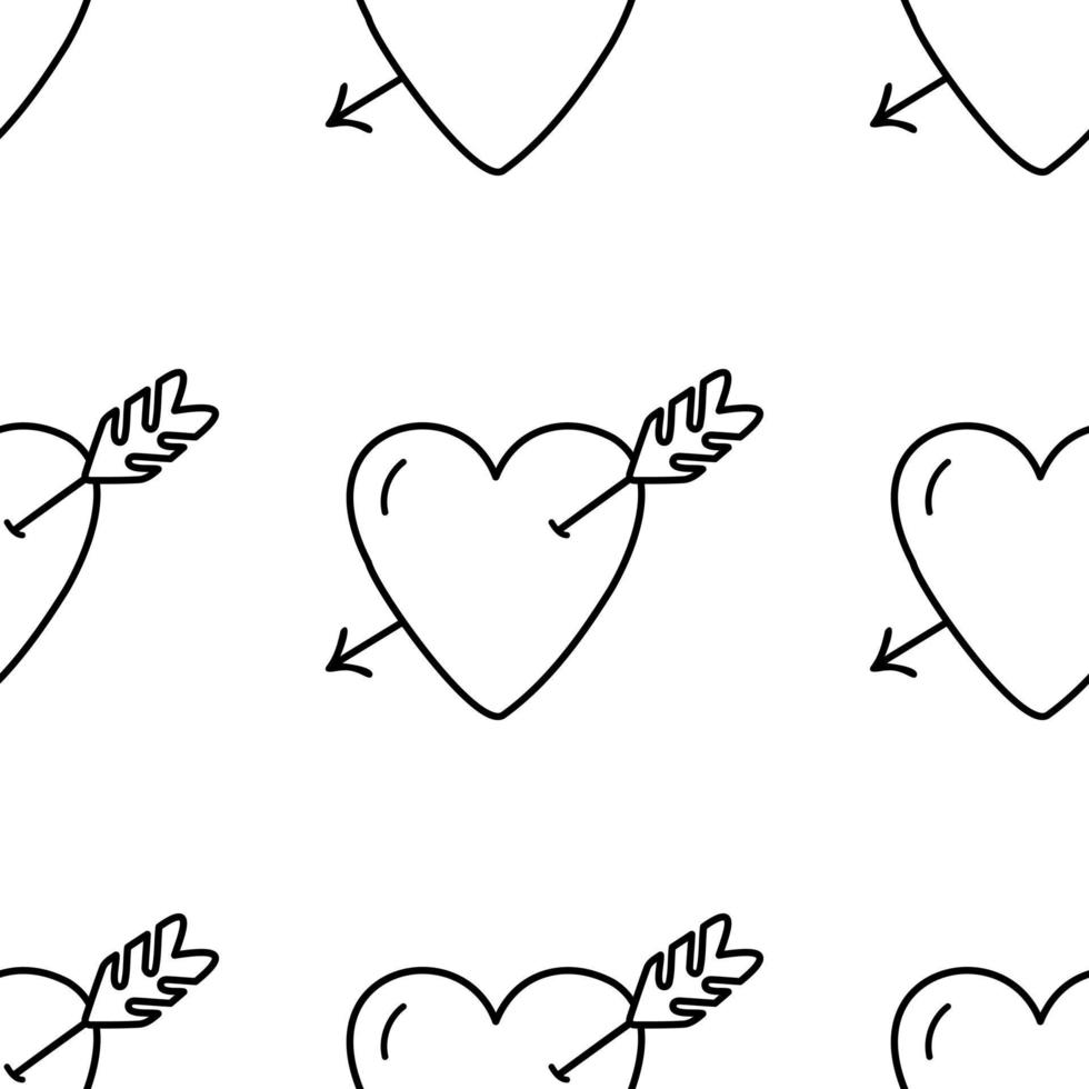 Simple pattern heart with arrow for valentine's day cards, posters, wrapping and design. vector