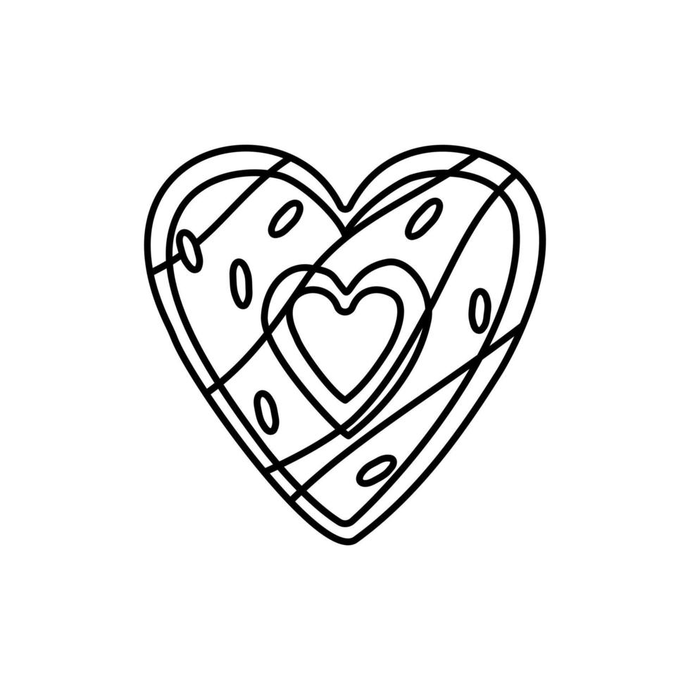 Doodle donut heart can be used for Valentine's Day greeting cards, party invitations. vector