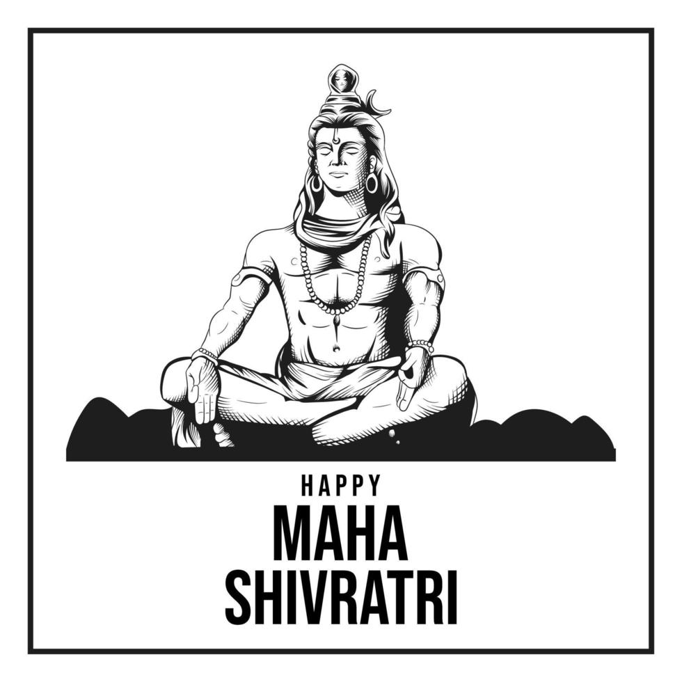 ilustración de feliz maha shivratri. bosquejo de maha shivaratri vector