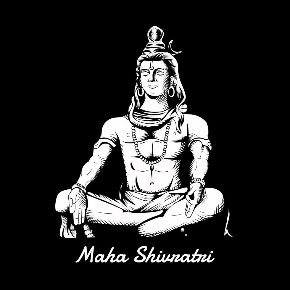 Illustration 0f Maha Shivratri. Maha Shivaratri black background vector