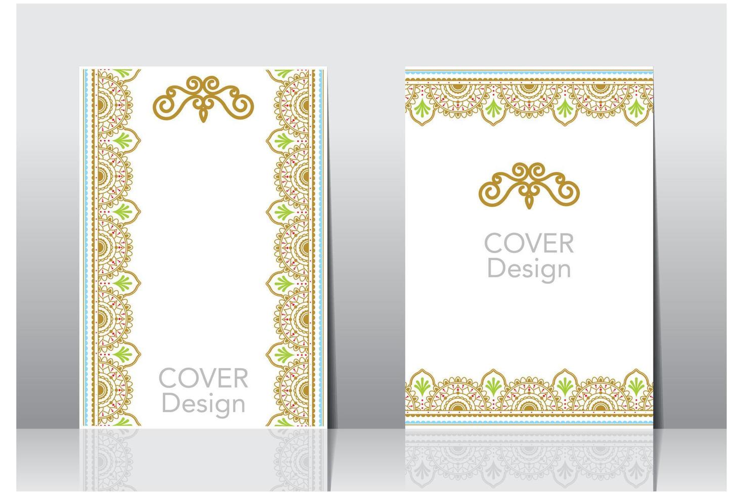 Arabic frame border cover design, islamic book cover vector