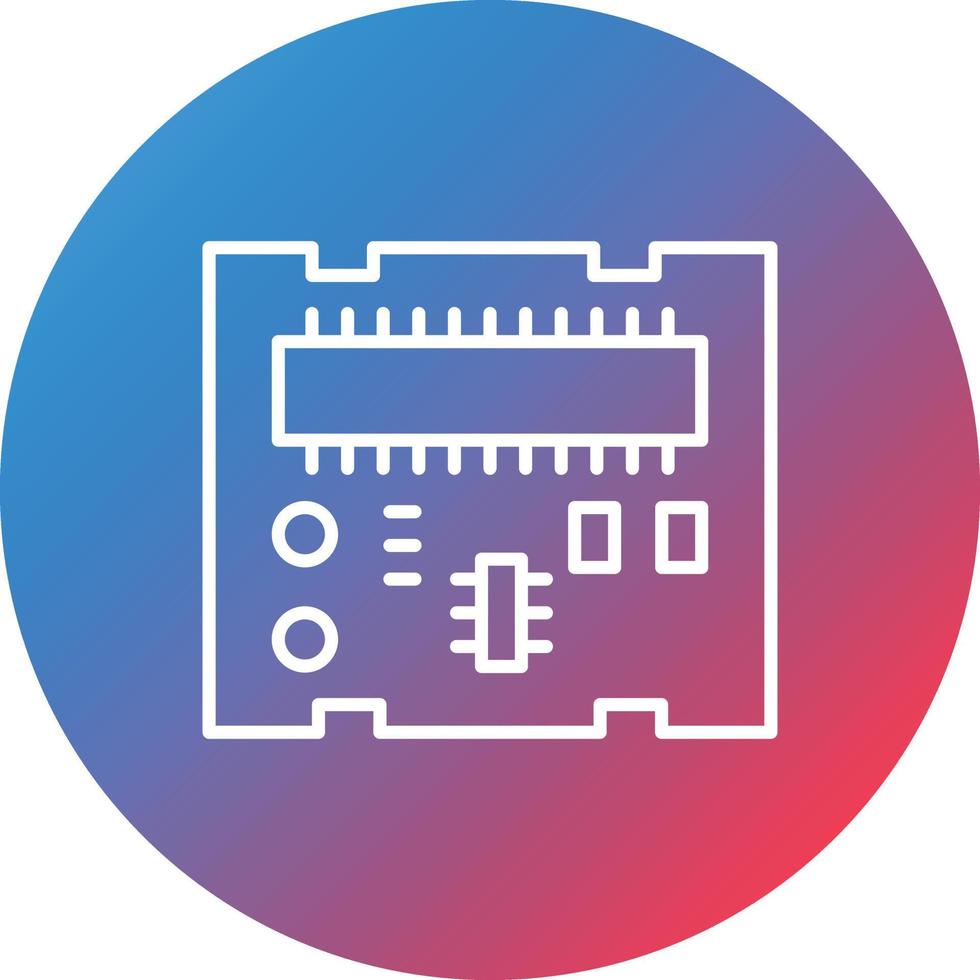 icono de fondo de círculo degradado de línea de placa pcb vector