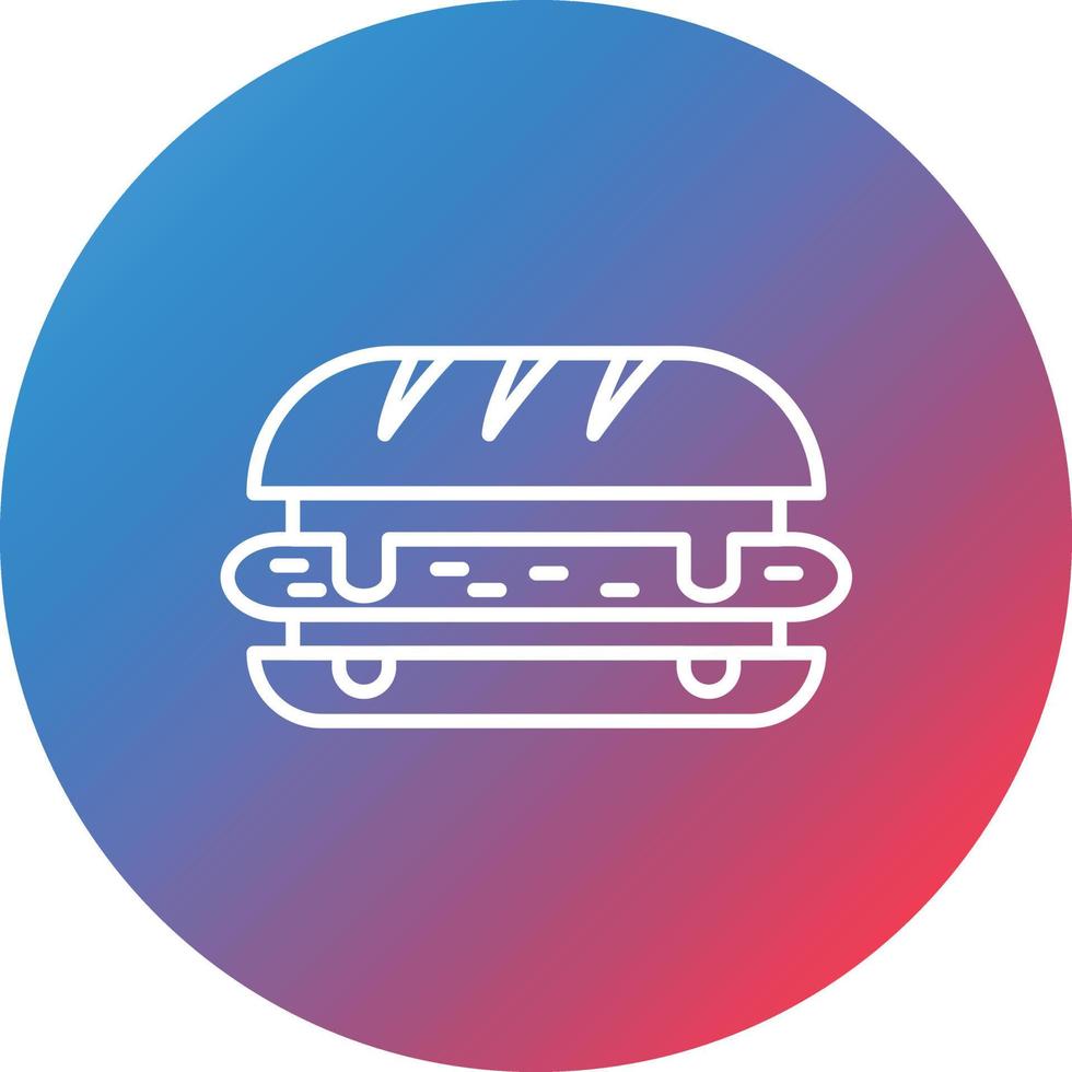 Deli Style Sandwich Line Gradient Circle Background Icon vector