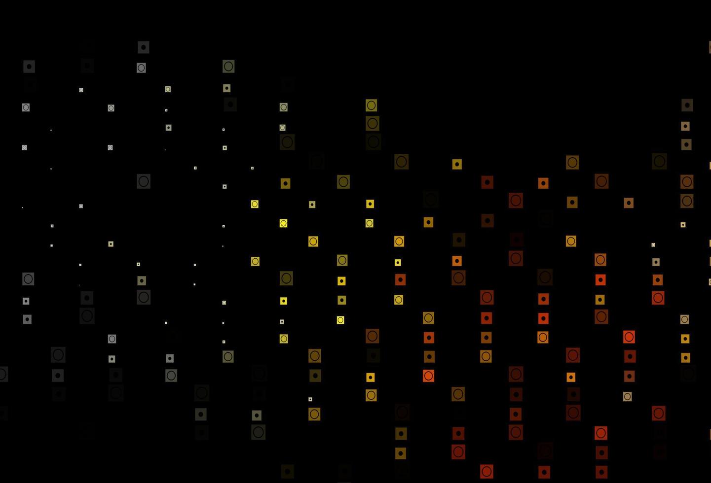 Dark Yellow, Orange vector background with rectangles, circles.