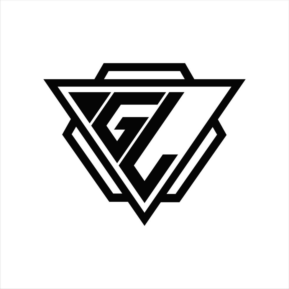 monograma del logotipo gl con plantilla de triángulo y hexágono vector