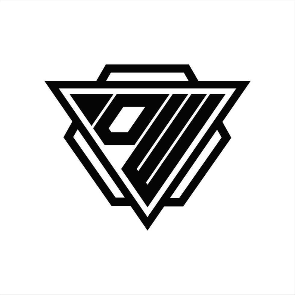 monograma del logotipo dw con plantilla de triángulo y hexágono vector