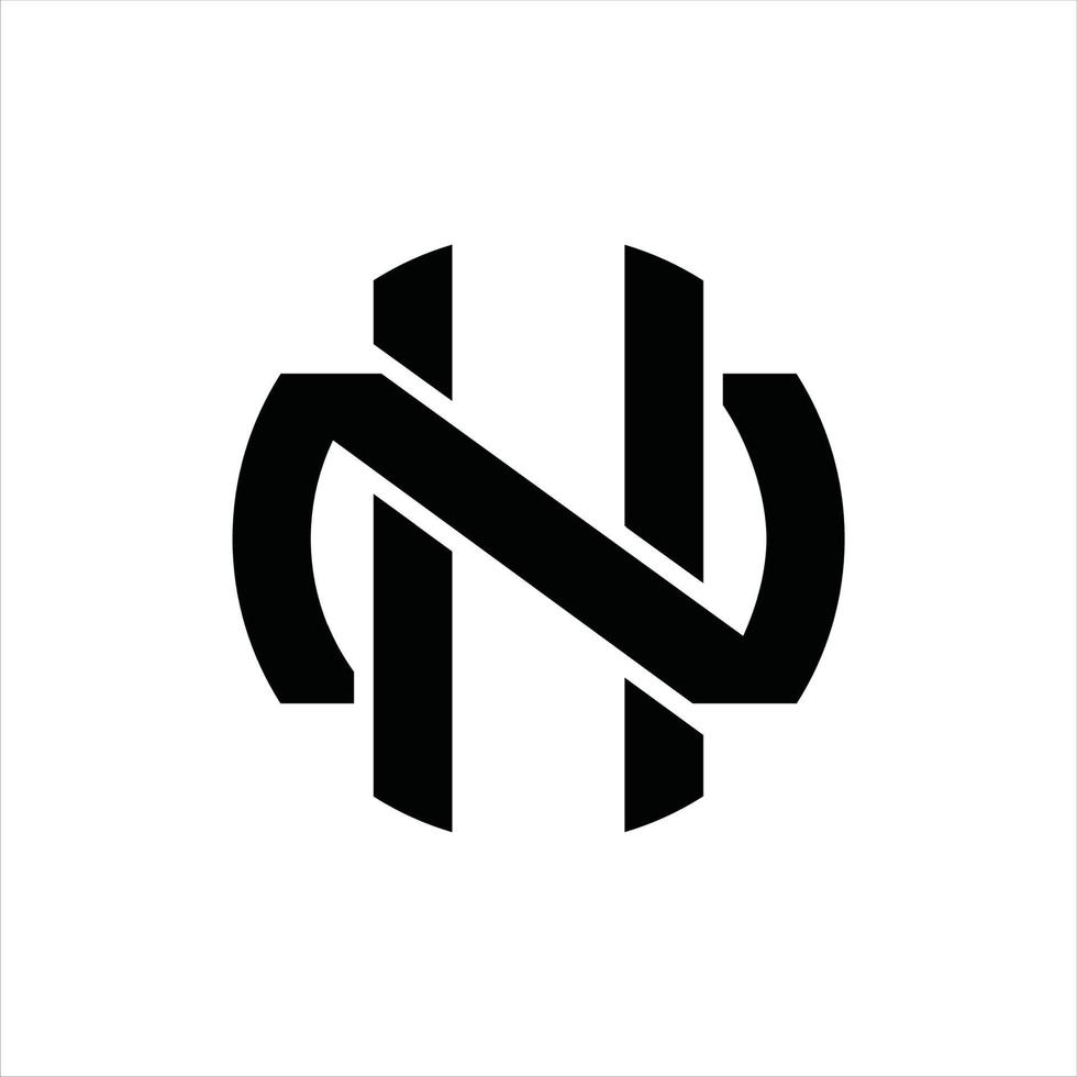 plantilla de diseño de monograma de logotipo hn vector