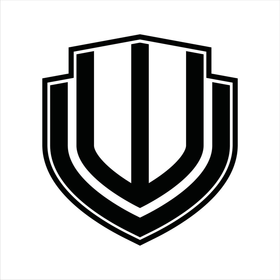 plantilla de diseño vintage de monograma de logotipo de wu vector