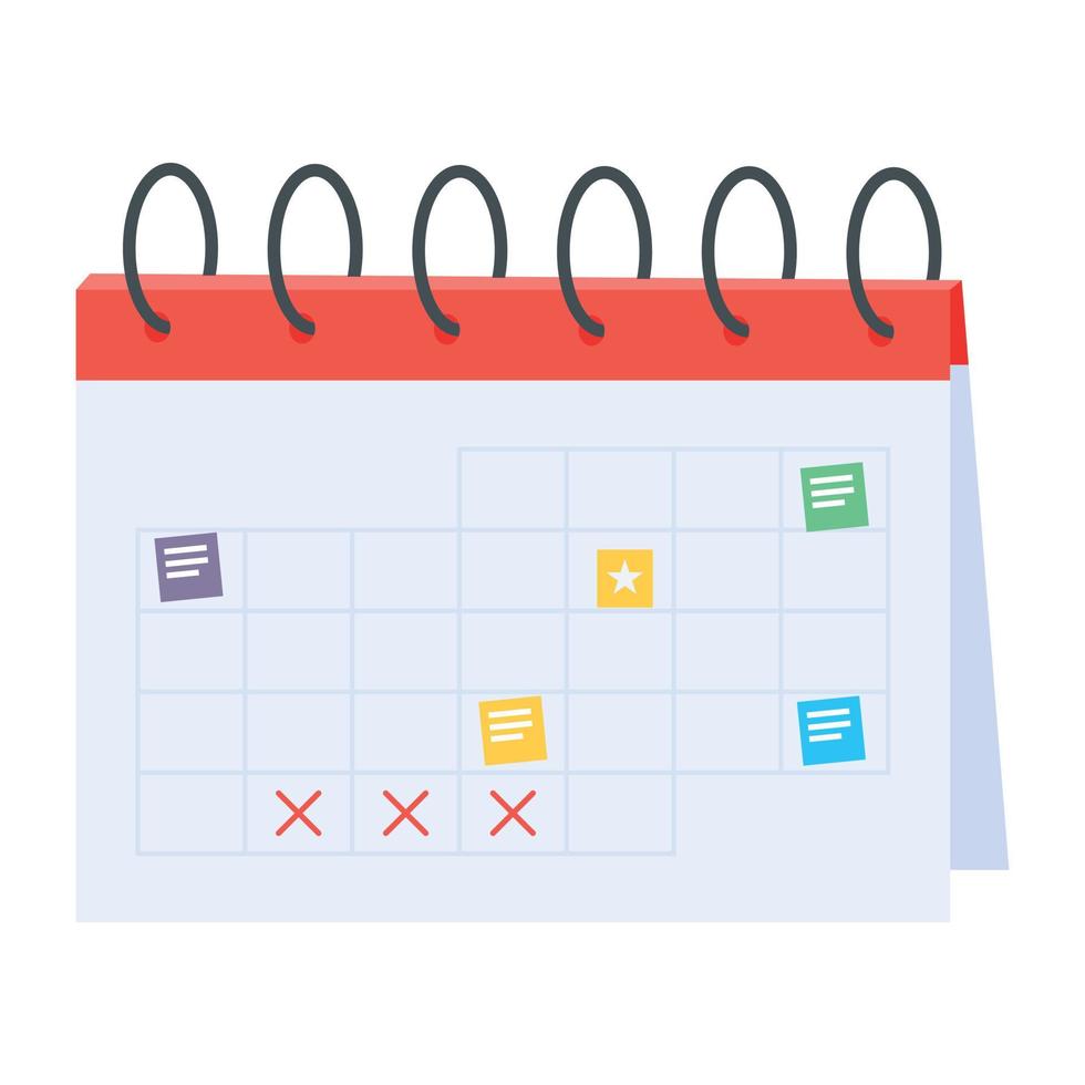 un práctico icono plano de calendario vector