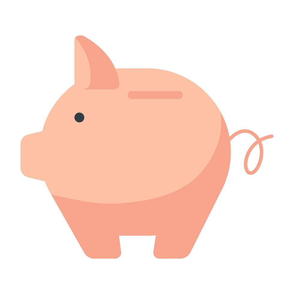 A flat icon of piggy bank vector