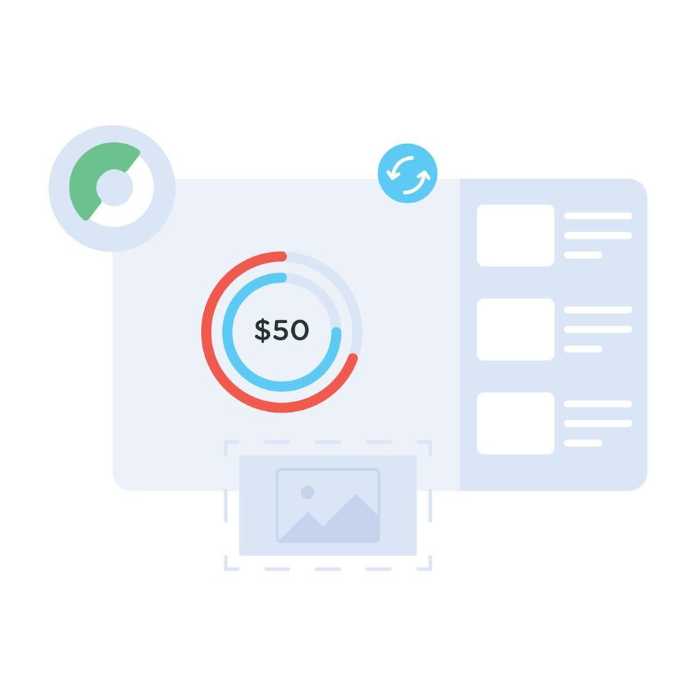 A flat icon of percentage analysis vector