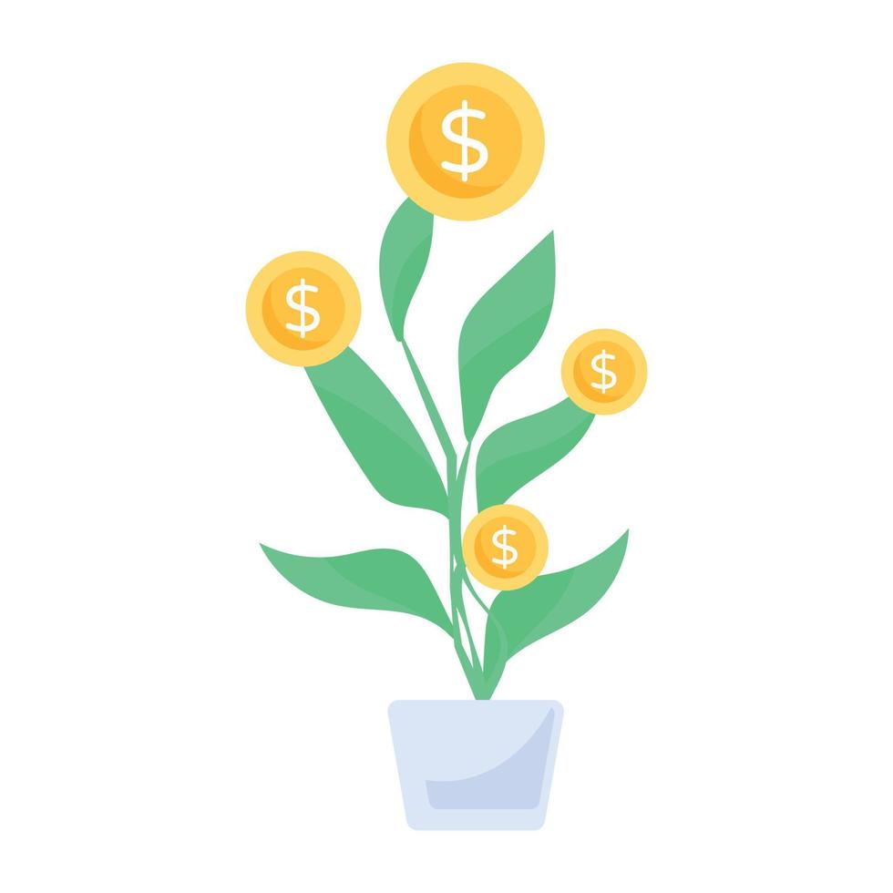 un icono plano editable de planta de dinero vector