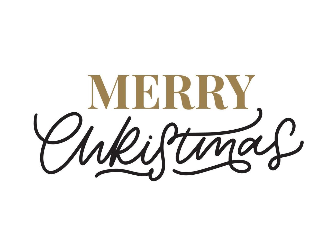 Merry christmas hand lettering calligraphy isolated on white background. Vector holiday illustration element. Merry Christmas script calligraphy
