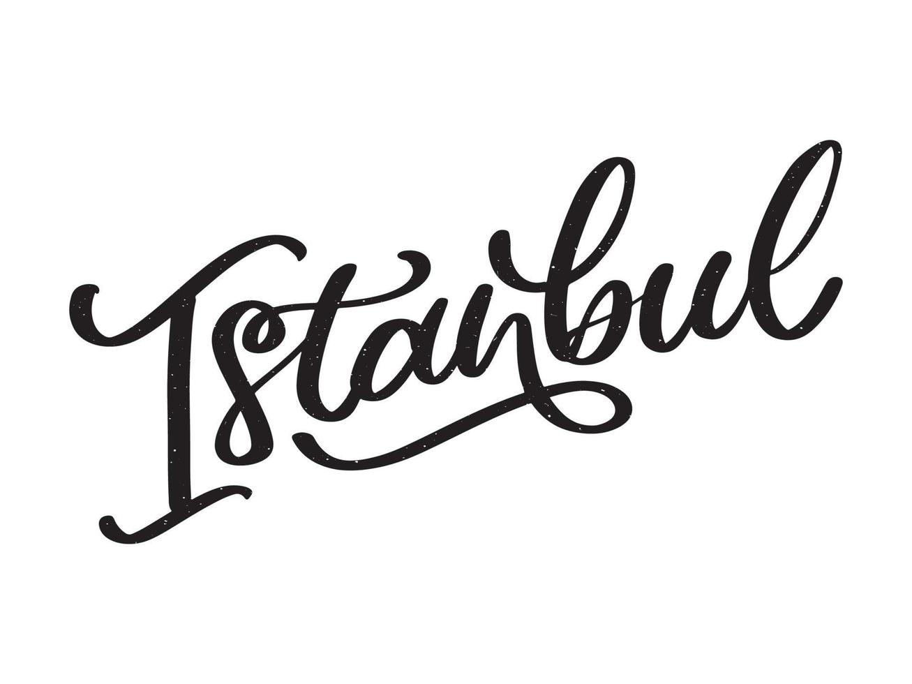 Istanbul. Hand lettering. Vector logo of Istanbul in black color with seagulls on white background. souvenir products, banner emblem, travel blog social media, brochure, flyer. Digital illustration.