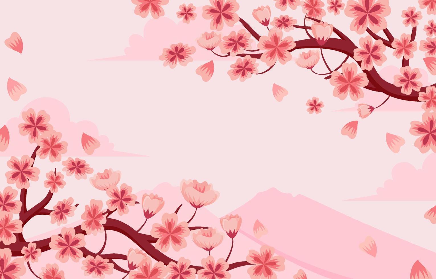 Peach Flowers Blossom Natural Flat Background vector