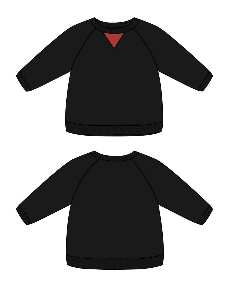 Long sleeve sweatshirt technical fashion flat sketch vector illustration template for kids