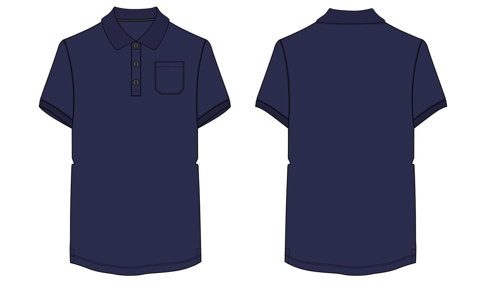 Short sleeve Polo shirt technical fashion Flat sketch vector ...