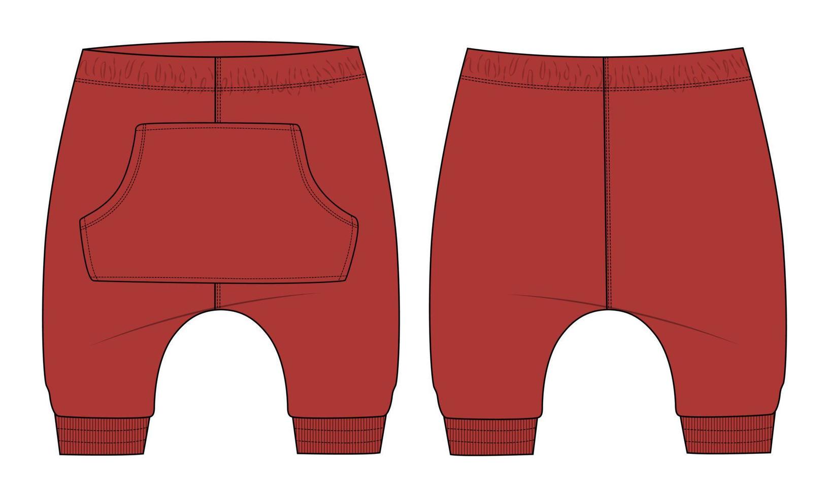 pantalones de chándal de tela de lana de algodón plantilla de ilustración de vector de boceto plano de moda técnica para niños