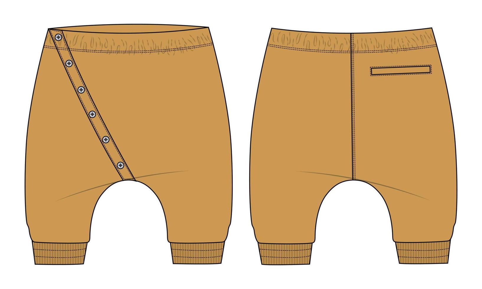 pantalones de chándal de tela de lana de algodón plantilla de ilustración de vector de boceto plano de moda técnica para niños