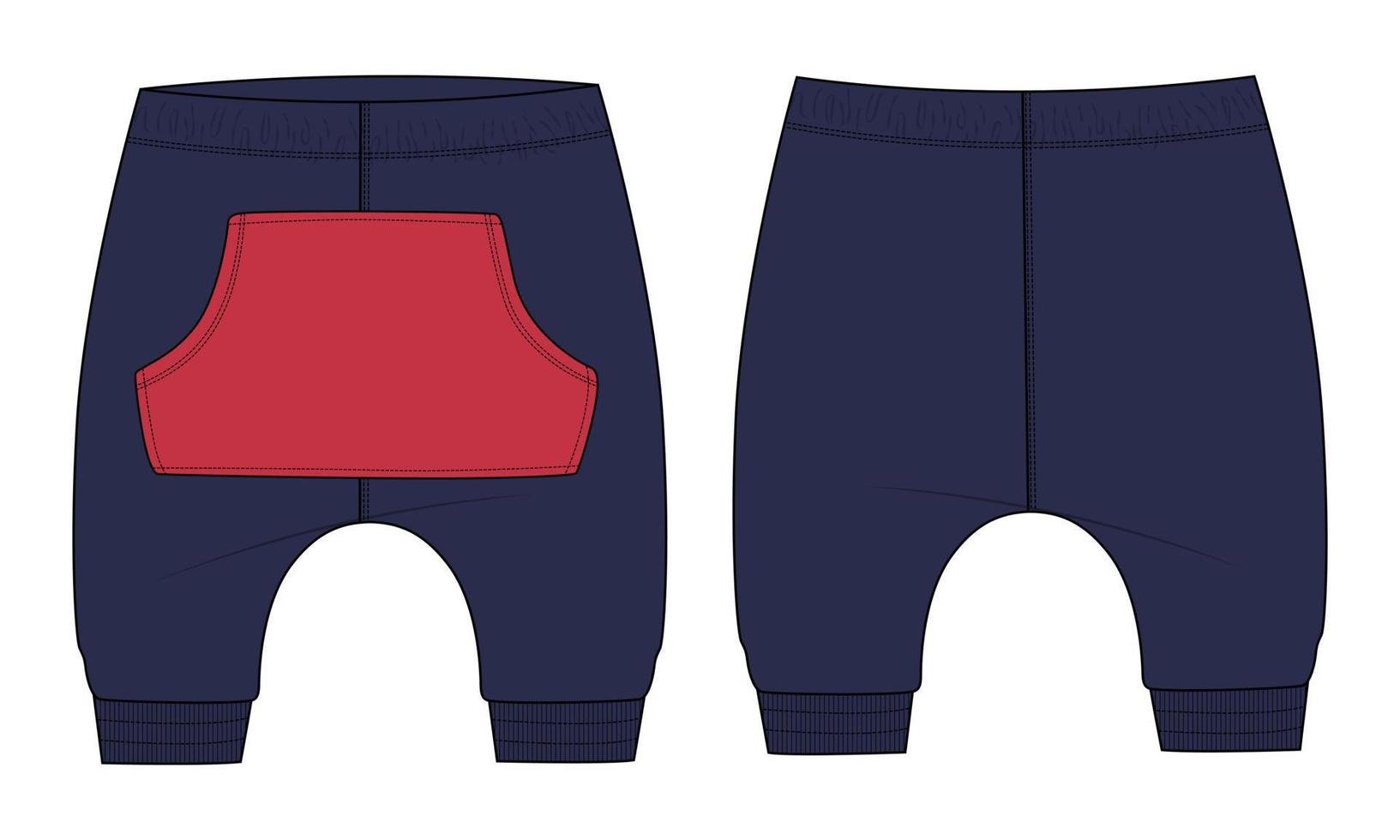 Cotton fleece fabric sweatpants technical fashion Flat sketch vector illustration Template  for kids