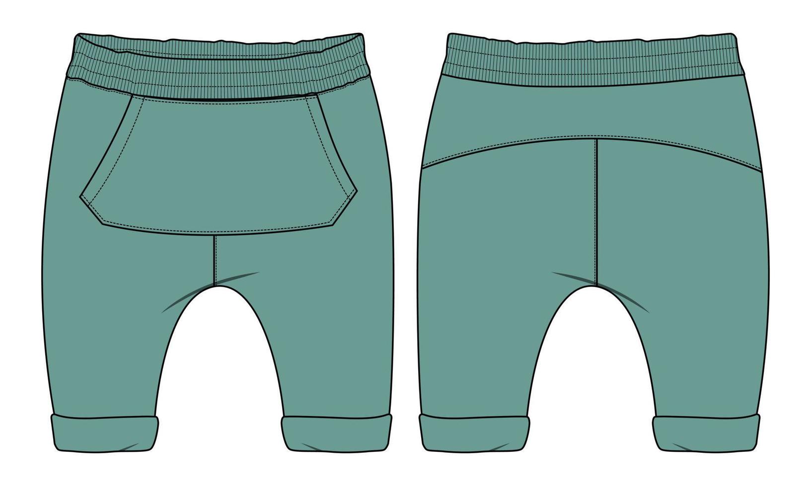 plantilla de ilustración de vector de boceto plano de moda técnica de pantalones de chándal para niños.