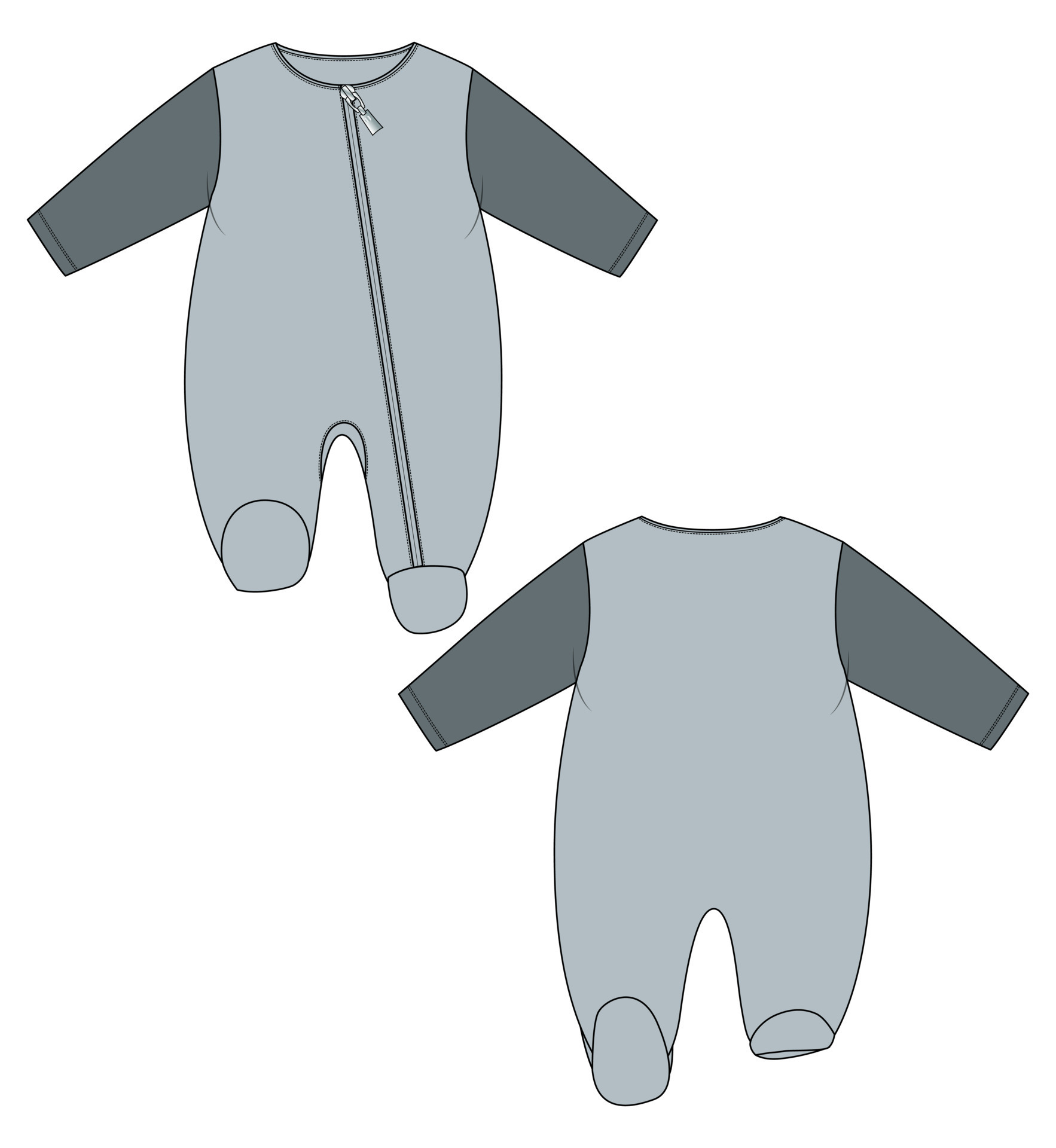 Baby bodysuit Romper Technical Fashion Flat sketch vector illustration