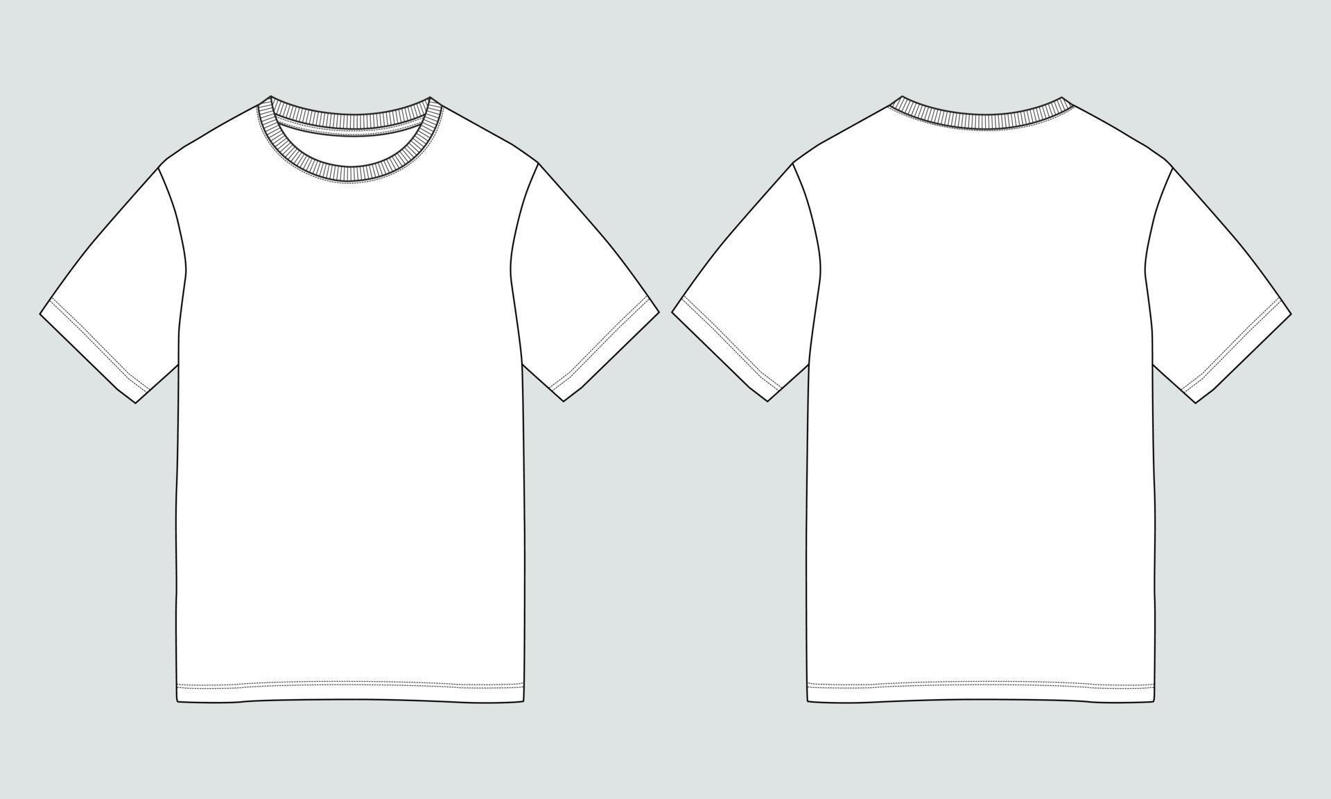 Short sleeve T-shirt technical fashion Flat sketch vector illustration ...