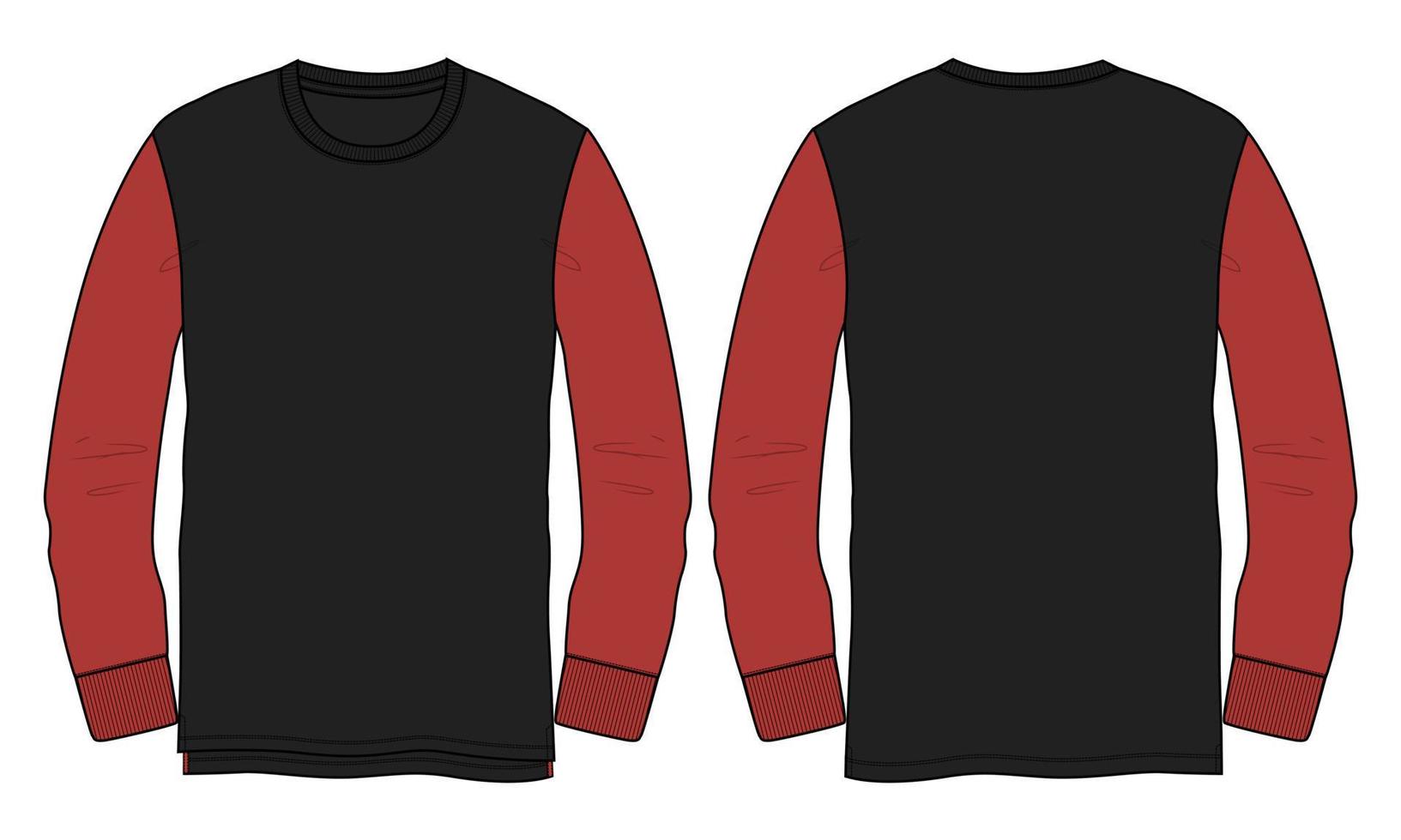 Long Sleeve Shirt technical fashion Flat sketch Drawing template front and back view. vector